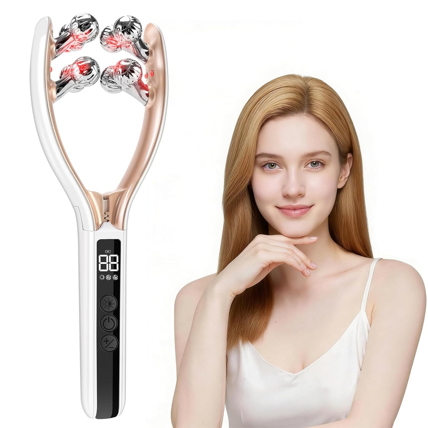 MySerava™ GlowSculpt Pro – Red Light Facial Sculpting Roller & Neck Massager