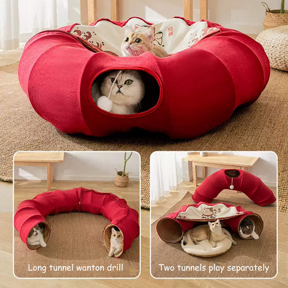 Three in One Donut Cat Tunnel with Bed