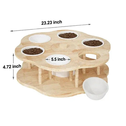 Wooden Multi Cat Bowls