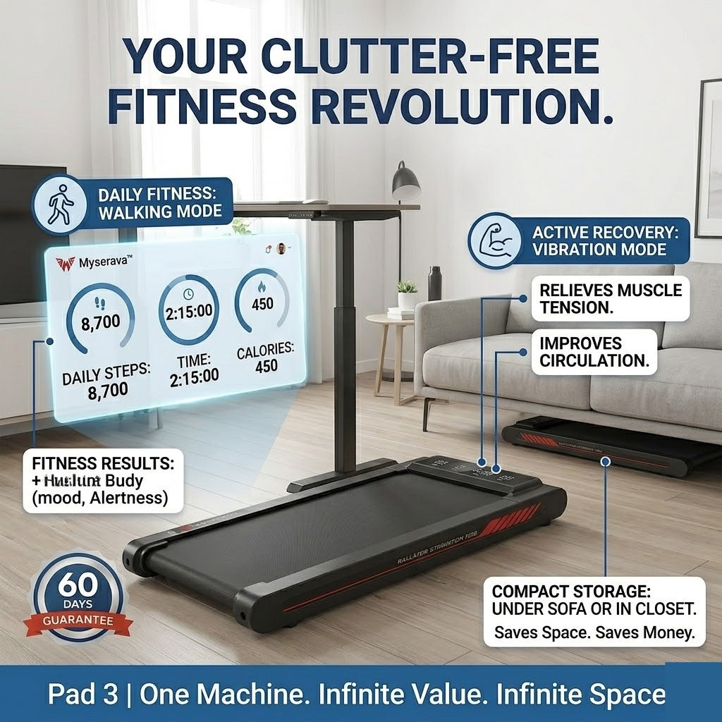 Myserava™ 3-in-1 Under-Desk Walking & Vibration Pad