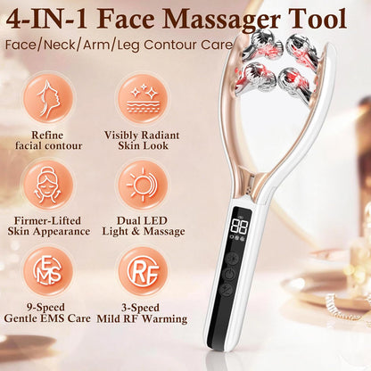 MySerava™ GlowSculpt Pro – Red Light Facial Sculpting Roller & Neck Massager