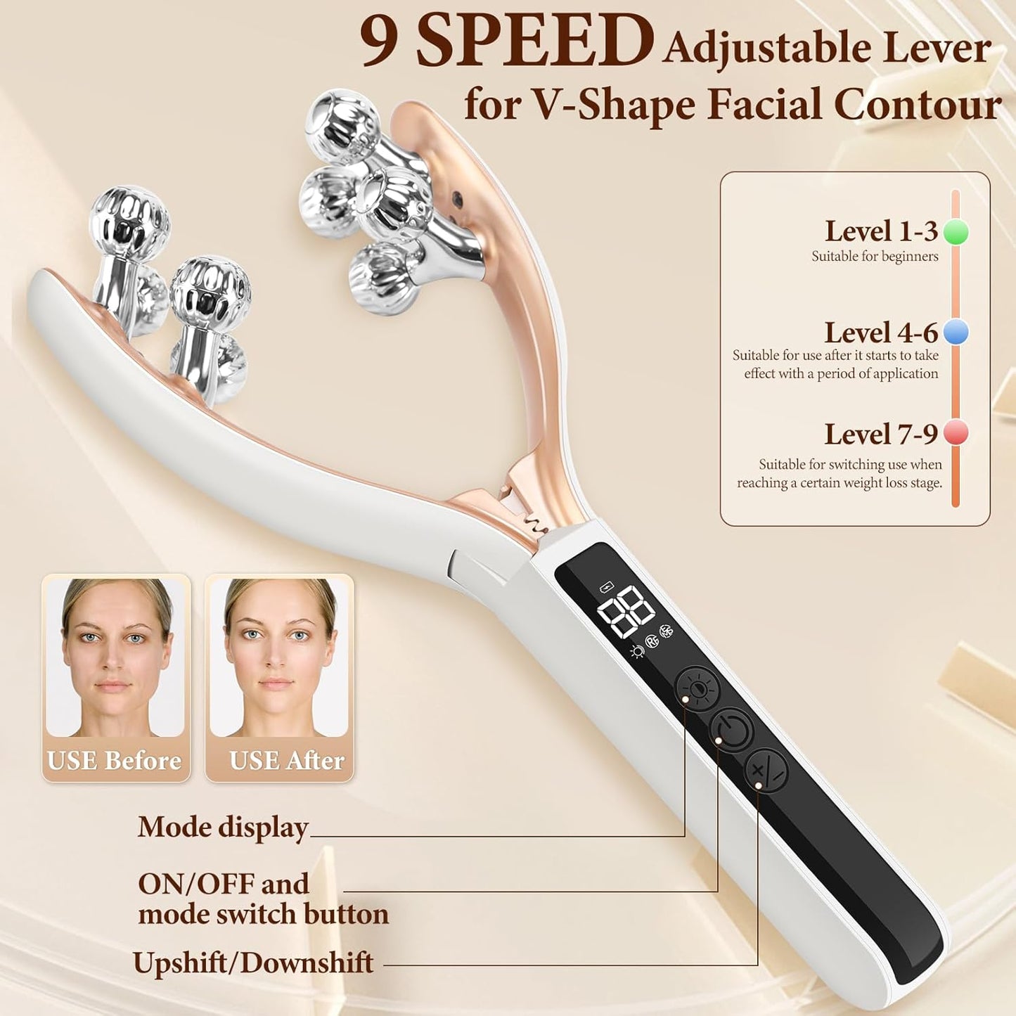 MySerava™ GlowSculpt Pro – Red Light Facial Sculpting Roller & Neck Massager