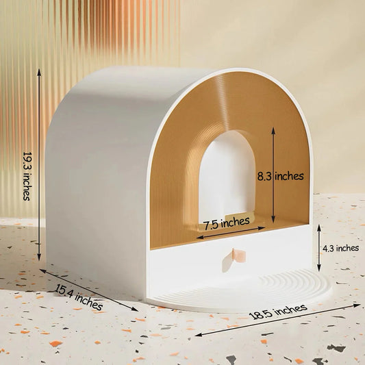 Vanilla and Matcha Arc Cat Litter Box Enclosed