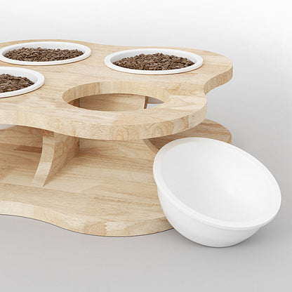 Wooden Multi Cat Bowls