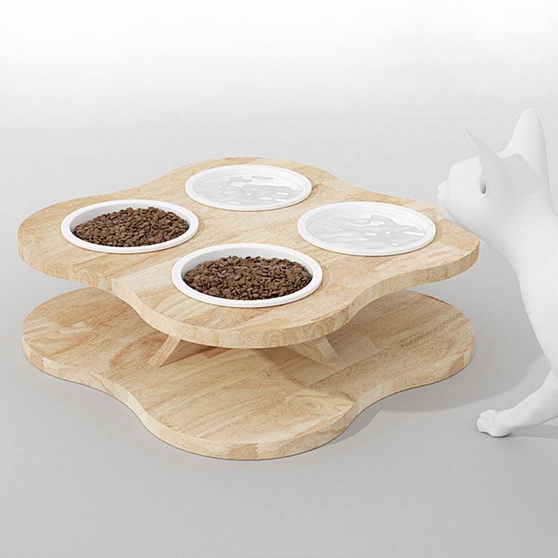 Wooden Multi Cat Bowls