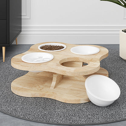 Wooden Multi Cat Bowls