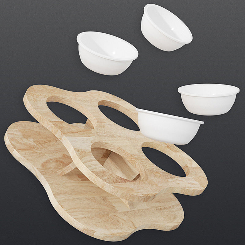 Wooden Multi Cat Bowls