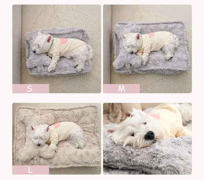 Warming Fluffy Bone Cloud Shape Calming Dog Bed