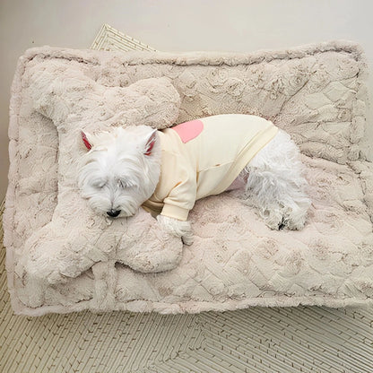 Warming Fluffy Bone Cloud Shape Calming Dog Bed