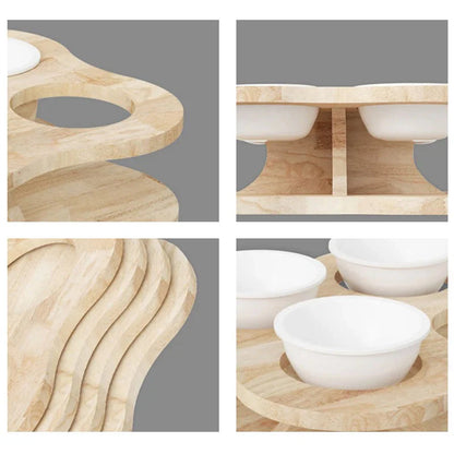 Wooden Multi Cat Bowls